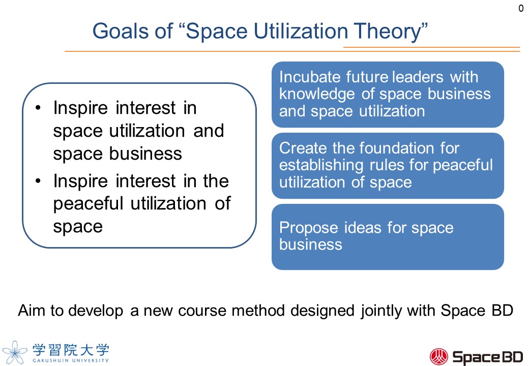 Gakushuin University and Space BD Begin Class on “Space Utilization Theory” as University-Wide Common Course, the First for a University in Japan Incubating future leaders for society through the curriculum to consider opportunities for business creation and sustainable use of space by leveraging the International Space Station