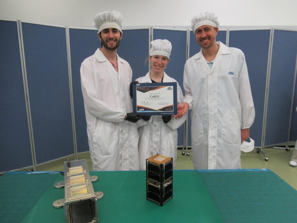 Handover of CoRAL satellite to JAXA (Sapienza University team)