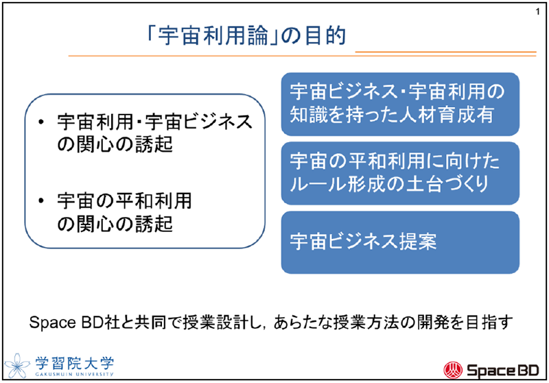 学習院大学とSpace BD国内大学初、全学共通科目「宇宙利用論」が開講国際宇宙ステーションを活用したビジネス創出と持続可能な利用機会を考えるカリキュラムを通じこれからの社会で活躍する人材を育成